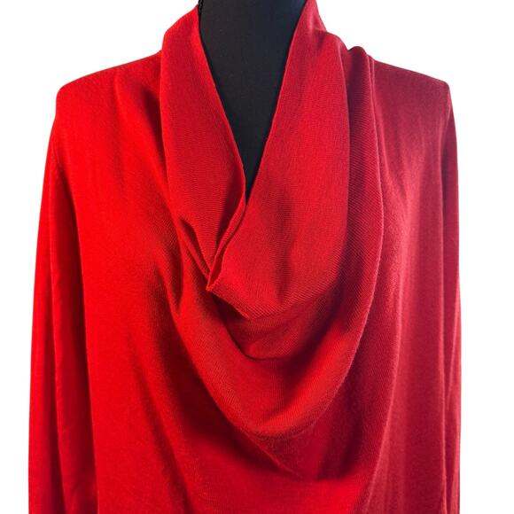 Eileen Fisher 100% Merino Wool Light Weight Cowl Neck Sweater Red Classic Med - Picture 4 of 6